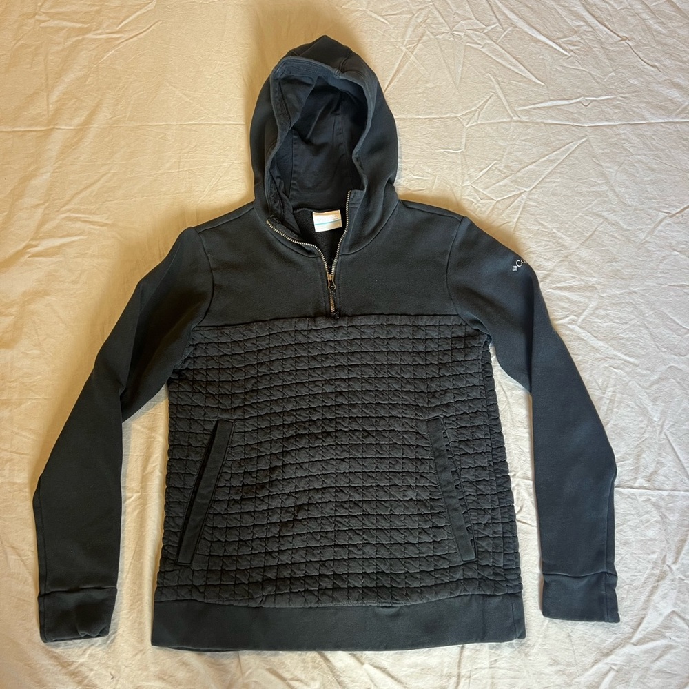 Columbia Quilted Long Sleeve 1/4 Zip Pullover Hoodie Black‎ Women’s Small
